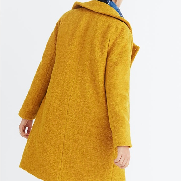 Madewell Bouclé Wool Double Breasted Cocoon Coat - Large -Mustard Yellow - Picture 10 of 10